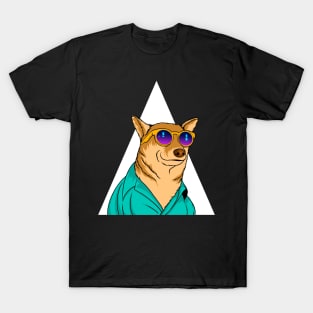 Cool 90s Vibe Vaporwave Corgi Wearing Sunglasses | Corgi Lover Gift T-Shirt